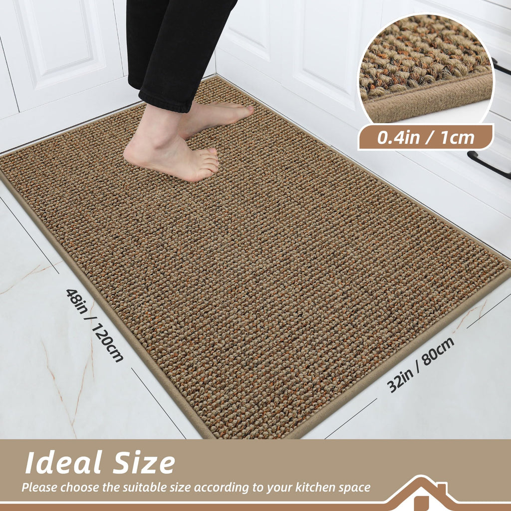 BEQHAUSE Kitchen Rugs 32"x48", Non-Slip Kitchen Mats for Floor, Taupe