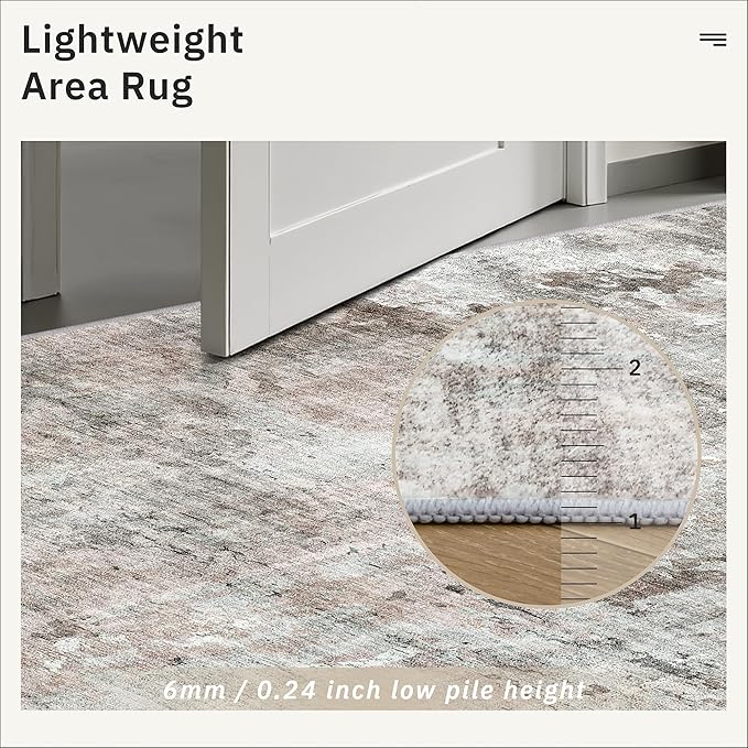 Soalmost Abstratc Runner Rug 2x5 Washable Kitchen Entry Runners Pink/Grey