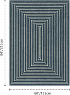 Latte&Fog 5x7 Area Rugs for Living Room Bedroom, Blue Modern Abstract Washable Rug, Boho Non Slip Low Pile Carpet for Indoor Dining Room, Dorm, Classroom, College Dorm, Farmhouse and Kids Room - Blue