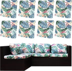 8Pcs Outdoor Cushion Covers, Patio Cushion Covers,Stretch Elastic Slipcovers, Replacement Washable & Reusable Furniture Protector for Patio Couch(Tropical Style,Cover Only)