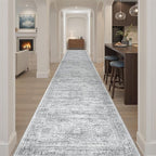 Hallway Runner Rug 3x18 - Kitchen Rugs 18ft Washable Entryway Rug Vintage Kitchen Runners Non Slip Farmhouse Indoor Carpet Runner for Living Room Bedroom, Grey