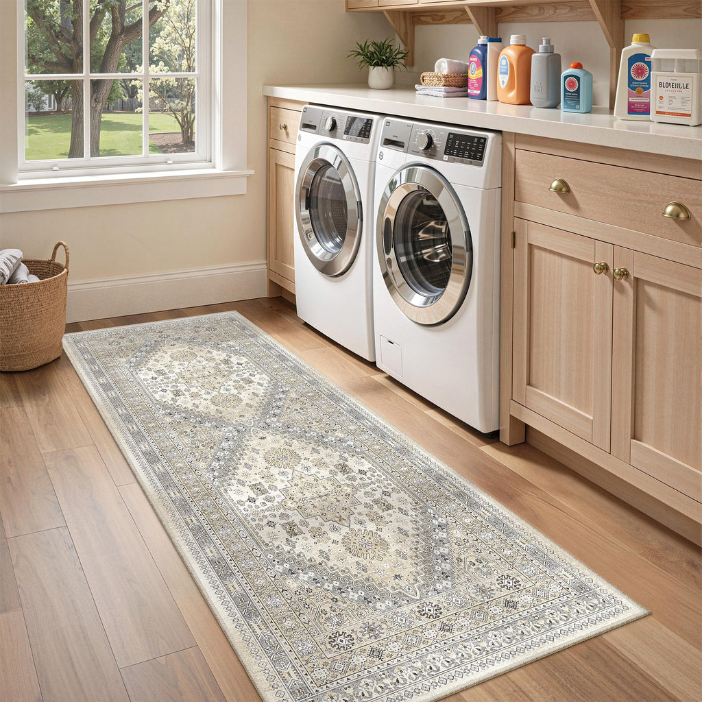 zesthome 2x6 Runner Rug Non Slip,Washable Hallway Runner Rug,Beige
