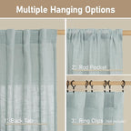 LAMIT Linen Blended Curtains for Bedroom, Faux Linen Textured Light Filtering Drapes Back Tab and Rod Pocket Boho Burlap Panels for Farmhouse/Living Room, 2 Panels, 38 x 84 Inch, Greyish Blue