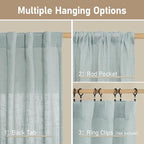 LAMIT Short Window Linen Curtains 36 Inch Length 2 Panels, 34x36 Inch