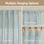 LAMIT 80 inch Linen Living Room Curtains, Light Filtering Drapes 2 Panels