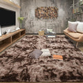 Tepook 9x12 Area Rugs for Living Room Bedroom, Soft Fluffy Plush Shaggy Girls Boys Kids Room Rug, Shag Upgrade Non-Slip Throw Carpet for Dorms Nursery Classroom Home Decor, Tie-Dyed Brown