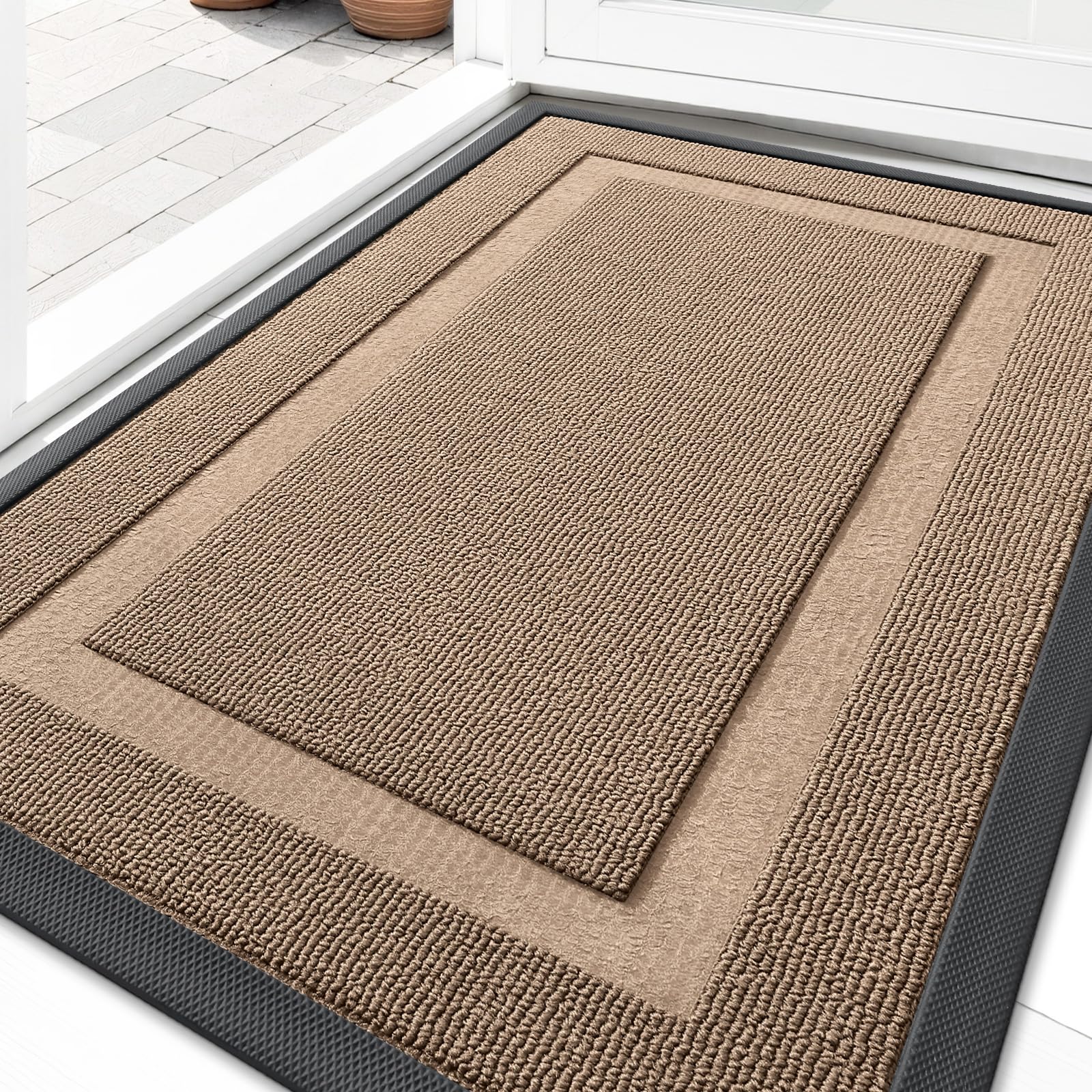 OLANLY Front Door Mat Outside 33x21, All-Season Heavy-Duty Rubber Doormat