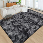 Black Grey Tie-Dyed Rug for Living Room 6x9 Fluffy Area Rug Mat Bedside Throw Rug for Bedroom Kids Room Boys Teens Nursery Baby Dorm Office Home Decor Aesthetic Carpets