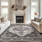 BEIMO Dark Grey Rug 8x10 Area Rugs for Bedroom, Washable Vintage Non Slip