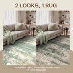 BEIMO 5x7 Area Rug for Bedroom, Green Washable Abstract Reversible Rug