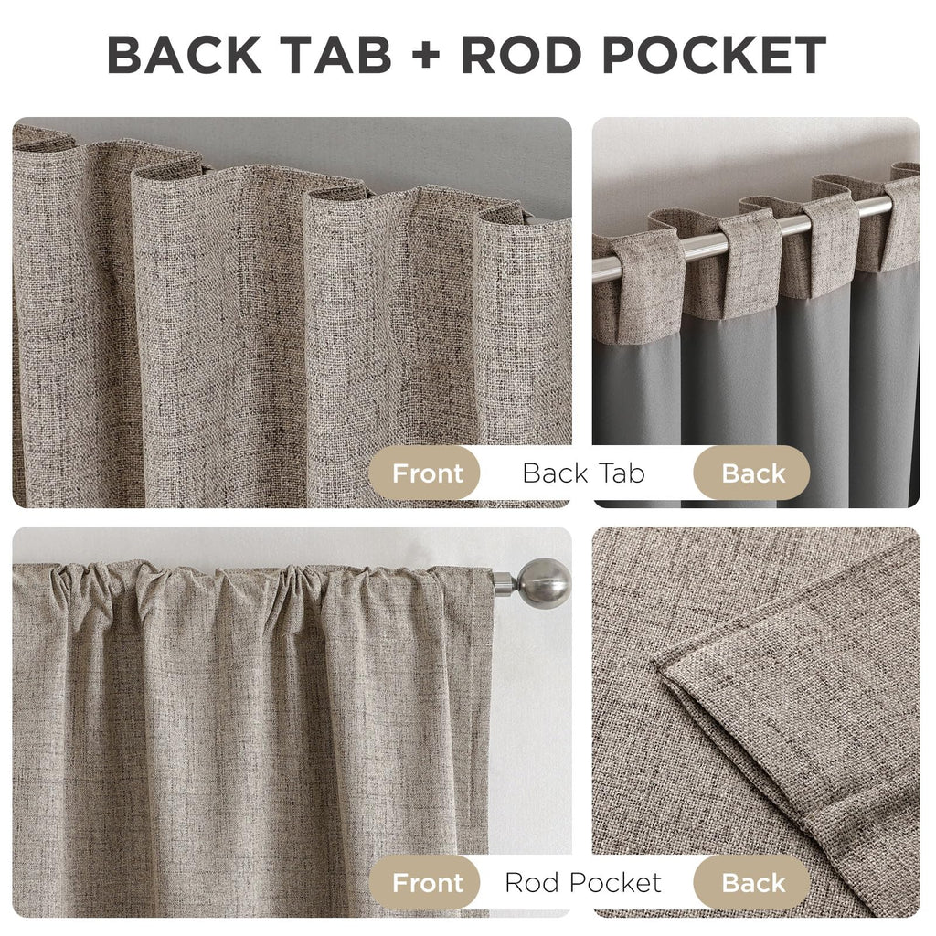 Joydeco Linen Blackout Curtains for Bedroom - 100% Light Blocking 1 Panels, Linen Drapes 100" W x 108" L, Thermal Insulated Room Darkening Curtains for Living Room, Rod Pocket & Back Tabs