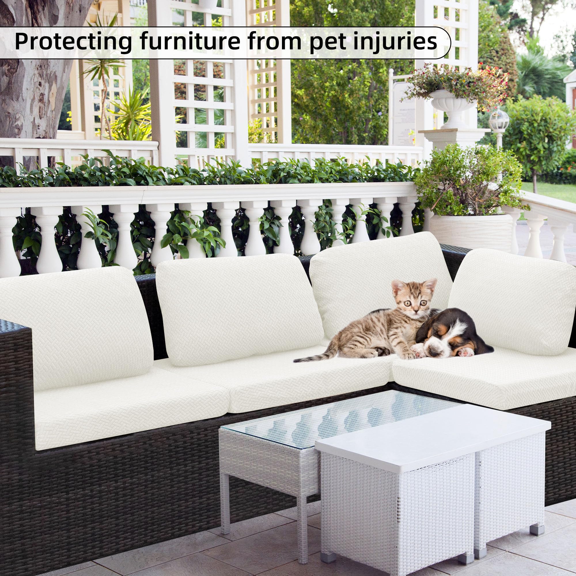 SUKAIKEQA 8PCS Patio Cushion Covers.Patio Furniture Couch SeatSlipcovers