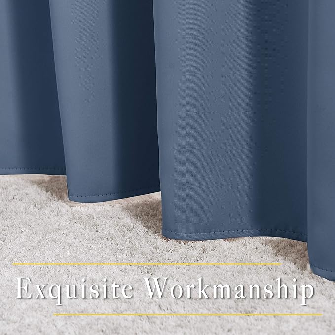 NICETOWN Blackout Curtain Drapes for Living Room - Decorative Thermal Insulated Solid Grommet Top Room Darkening Window Treatments (Stone Blue, 1 Pair, 66 x 72-Inch)