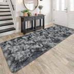 Tie-Dyed Dark Grey 3x10 Machine Washable Runner Rugs for Hallway Soft Fluffy Shaggy Bedside Rugs for Bedroom Living Room Indoor Floor Carpet for Kids Girls and Boys Nursery Rooms Home Decor Aesthetic