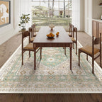 zesthome 5x7 Area Rugs - Ultra-Thin Washble Rug, Stain Resistant Anti Slip Backing Rugs for Living Room,Bedroom, Vintage Home Decor Area Rug (Green/Brown,5'x7')