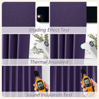 Guken New Purple 100% Blackout Linen Curtains 96 Inch Length 2 Panels Set for Living Room Bedroom Back Tab/Rod Pocket Thermal Insulated Farmhouse Black Out Drapes Room Darkening,52x96