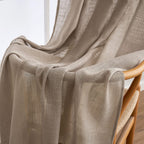 MIULEE Taupe Linen Curtains 52x84 Inch Length for Bedroom and Living Room