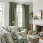 Nanspring Forest Green Linen Curtains 96 Inches Long for Living Room Light Filtering Semi Sheer Curtain Back Tab and Rod Pocket Wabi Sabi Boho Decor Drapes for Bedroom Office 52x96, 2 Panels