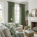 Nanspring Forest Green Linen Curtains 96 Inches Long for Living Room Light Filtering Semi Sheer Curtain Back Tab and Rod Pocket Wabi Sabi Boho Decor Drapes for Bedroom Office 52x96, 2 Panels