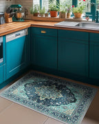 RELEANY Area Rugs 2'x4' Kitchen Rugs Entry Rug Small Rugs for Entryway Kitchen Bathroom Door Mat Indoor Entrance,Washable Non Slip, Teal Green Lake Blue Turquoise