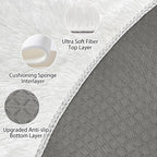 5x5 ft Tie Dye White Round Rug for Bedroom Room Fluffy Circle Rug Furry Carpet Shaggy Circular Fuzzy Washable Non-Slip Large Area Rug Soft Indoor for Living Room Cute Aesthetic Home Decor
