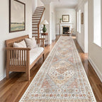 zesthome 2'6 x 12' Runner Rug Non Slip,Washable Kitchen Rugs,Orange