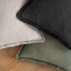 MIULEE Boho Linen Fringe Decorative Throw Pillow Covers Black 18x18