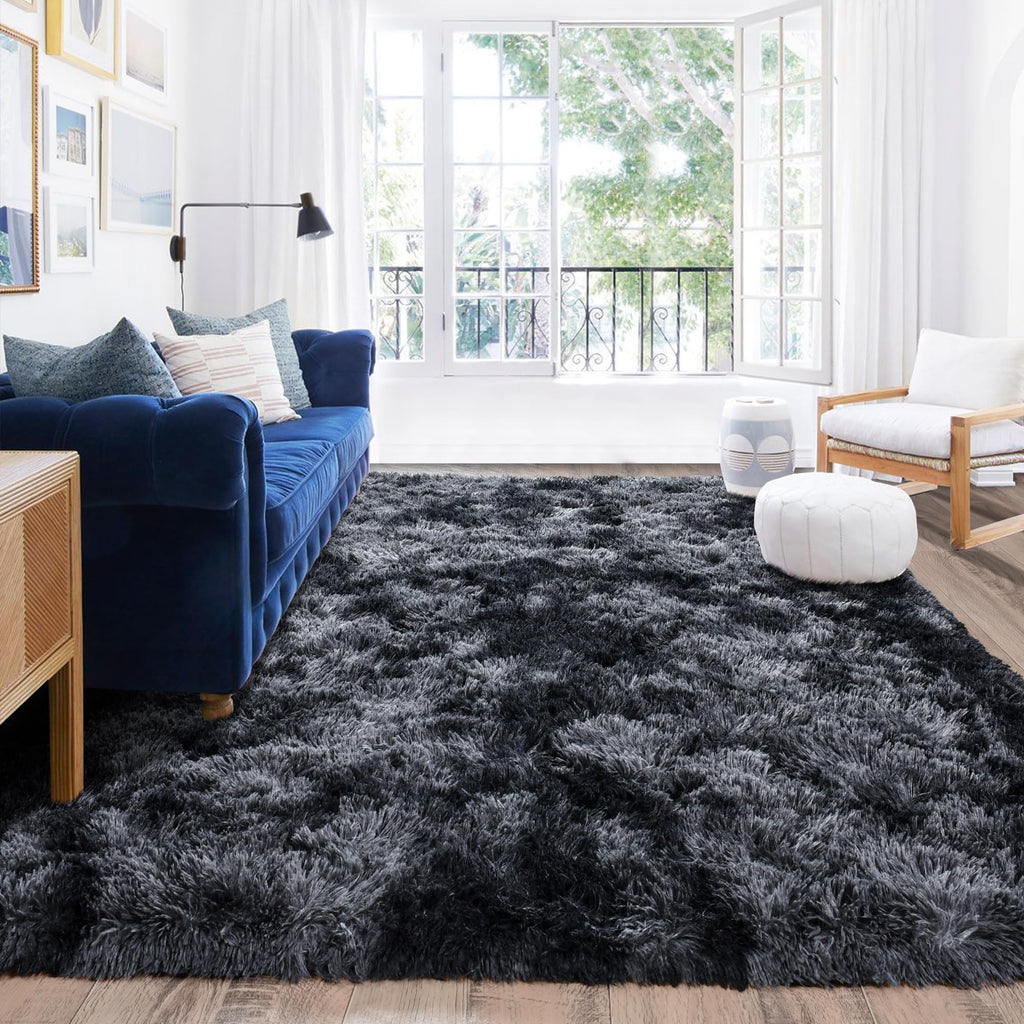 Quntue Rugs for Living Room 5x7, Soft Shaggy Modern Shag Area Rug for Bedroom, Upgrade Non-Slip Plush Fluffy Carpet for Kids Boys Girls Room Home Decor Aesthetic, Dark Grey