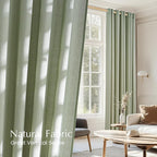 NICETOWN Thick Linen Greyish Green Curtains for Living Room, Grommet Privacy Assured Linen Blend Window Treatments with Light Filtering for Bedroom, W55 x L96, 2 Panels