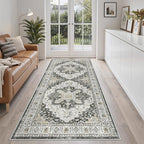 Madane Hallway Runner Rug 3x6 - Washable Kitchen Rugs Entryway Rug Runner Vintage Soft Floor Mat Non Slip Indoor Farmhouse Carpet for Bathroom Living Room Bedroom (3 X 6, Black)