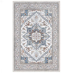 OPPODREAM Soft Area Rugs 6x9, Persian-Inspired Washable Rug, Cream White & Blue