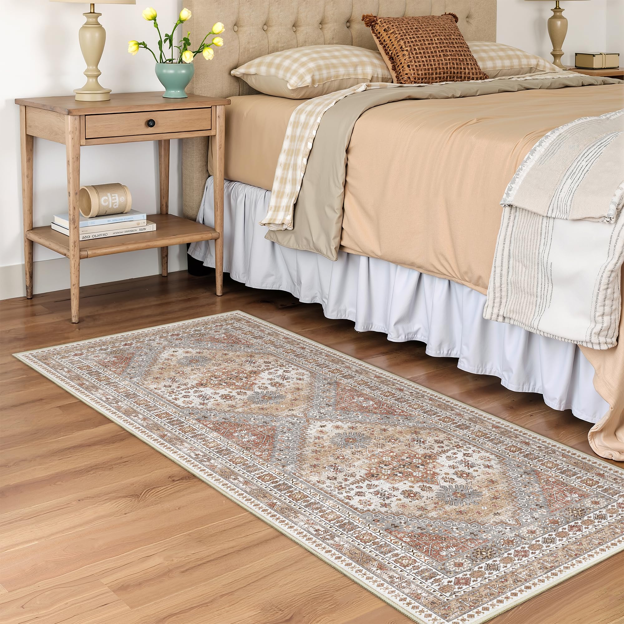 Restydon 2x5 Rug Runner Non-Slip Washable Rugs for Entryway, Orange
