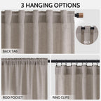 Nanspring Stone Beige Linen Curtains 84 Inches Long for Living Room Light Filtering Semi Sheer Curtain Back Tab Simple Modern Elegant Farmhouse Luxury Drapes for Bedroom Office 52x84,2 Panels