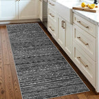Ksrau 2x5 Hallway Runner Rug - Moroccan Non Slip Long Rug for Entryway Soft Low-Pile Washable Neutral Rugs for Kitchen Small Waterproof Indoor Floor Carpet for Bedroom Bathroom Laundry 2x5 Black