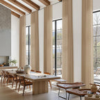 Sand Beige Linen Curtains for Living Room 126 Inches Long Simple Modern Light Filtering Semi Sheer Curtain Back Tab Rustic Home Decor Drapes Floor to Ceiling High Window for Bedroom 52x126, 2 Panels