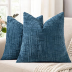 decorUhome Textured Chenille Throw Pillow Covers 20x20 Set of 2 Pink