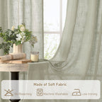 LAMIT 45 Inch Length Linen Curtains for Small Window Bedroom, 34 x 45 Inch