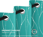 Deconovo Blackout Curtains for Sliding Door, Thermal Insulated Soundproof Drapes with Wave Dots Foil Print, 52 x 108 Inch, Set of 2, Machine Washable Window Curtain for Bedroom Living Room, Turquoise