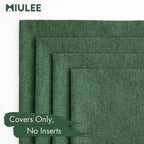 MIULEE Pack of 4 Decorative Solid Waterproof Throw Pillow Covers Linen Garden Farmhouse Cushion Cases for Outdoor Patio Tent Balcony Couch Sofa 16x16 inch Dark Green
