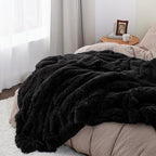 Bedsure GentleSoft Fluffy Black Throw Blanket Gifts for Men, Black Decor Soft Cozy Fuzzy Plush Minky Thick Warm Sherpa Fleece Faux Fur Throws for Couch Bed, Furry Blanket Gifts for Mom Dad, 50x60