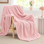 BEDELITE Fleece Blanket - 3D Jacquard Decorative Pink Throw Blankets for Women's Couch & Bed, Soft and Cozy Warm Plush Fluffy Blanket, Cute Birthday Gift for Women, 50x70 Inches