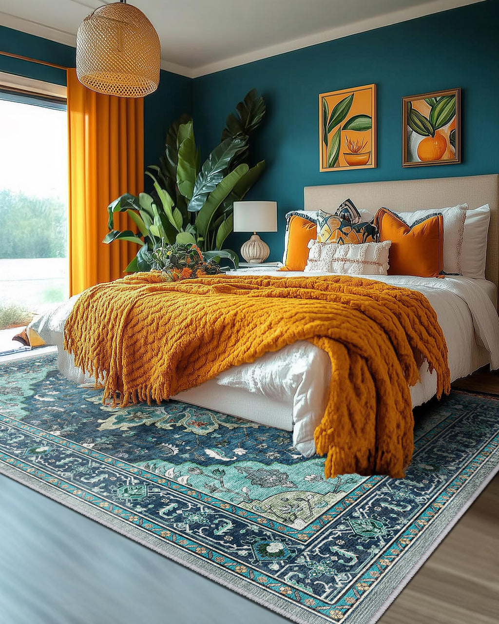 RELEANY Washable Area Rug, 5'x8', Teal