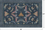 Dark Blue 2x3 Small Rugs for Bathroom Non Slip, Washable Vintage Boho Insect Rug for Kitchen Floor, Entryway Indoor, Powder Room, House Decor Aesthetic, Low Pile Non Slip Carpet