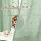 LAMIT Semi Sheer Linen Curtains 63 Inch for Living Room 52 x 63 Inch