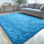OLANLY 5x8 Machine Washable Large Area Rugs for Living Room, Bedroom, Soft Fluffy Shaggy Bedside Rug, Indoor Floor Carpet for Kids Girls and Boys, Dorms, Nursery, Home Decor Aesthetic, Bright Blue