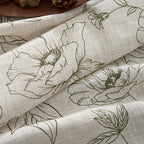 jinchan Floral Linen Curtains for Living Room 63 Inch Length Green Flower Curtain Rod Pocket Back Tab Farmhouse Curtains with Printed Floral Bedroom Window Curtain Set, 2 Panels Green