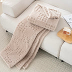 60x80 Inch Waffle Brown Twin Blanket -Fluffy Fleece, Neutral Tan Color, Cute & Aesthetic, Perfect for Sofa, Couch, Chair, Bed, Living Room & Bedroom, All-Season Use, Plush & Cozy Decorative Blanket