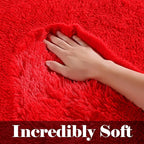 ONASAR Red Area Rugs for Bedroom Living Room, Fluffy 4x6 Indoor Bedside Floor Throw Rug, Soft Plush Shaggy Carpet for Nursery Kids Girls Boys Teen Dorm Home Office Decor Aesthetic