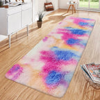 JiaoBaba Fluffy Colorful Rug for Bedroom 2x6 ft Kawaii Tie-Dyed Area Rug Non Slip Cute Unicorn Kids Runner Rug for Girls Princess Teens Living Room Playroom Baby Nursery Decor Carpets