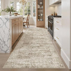 Hallway Runner Rug 4x8 Wide: Washable Thin Runners for Hallways Entry, Non Slip Soft Vintage Kitchen Area Rugs for Living Room Bedroom Dining Room Foyer (Brown, 4x8)